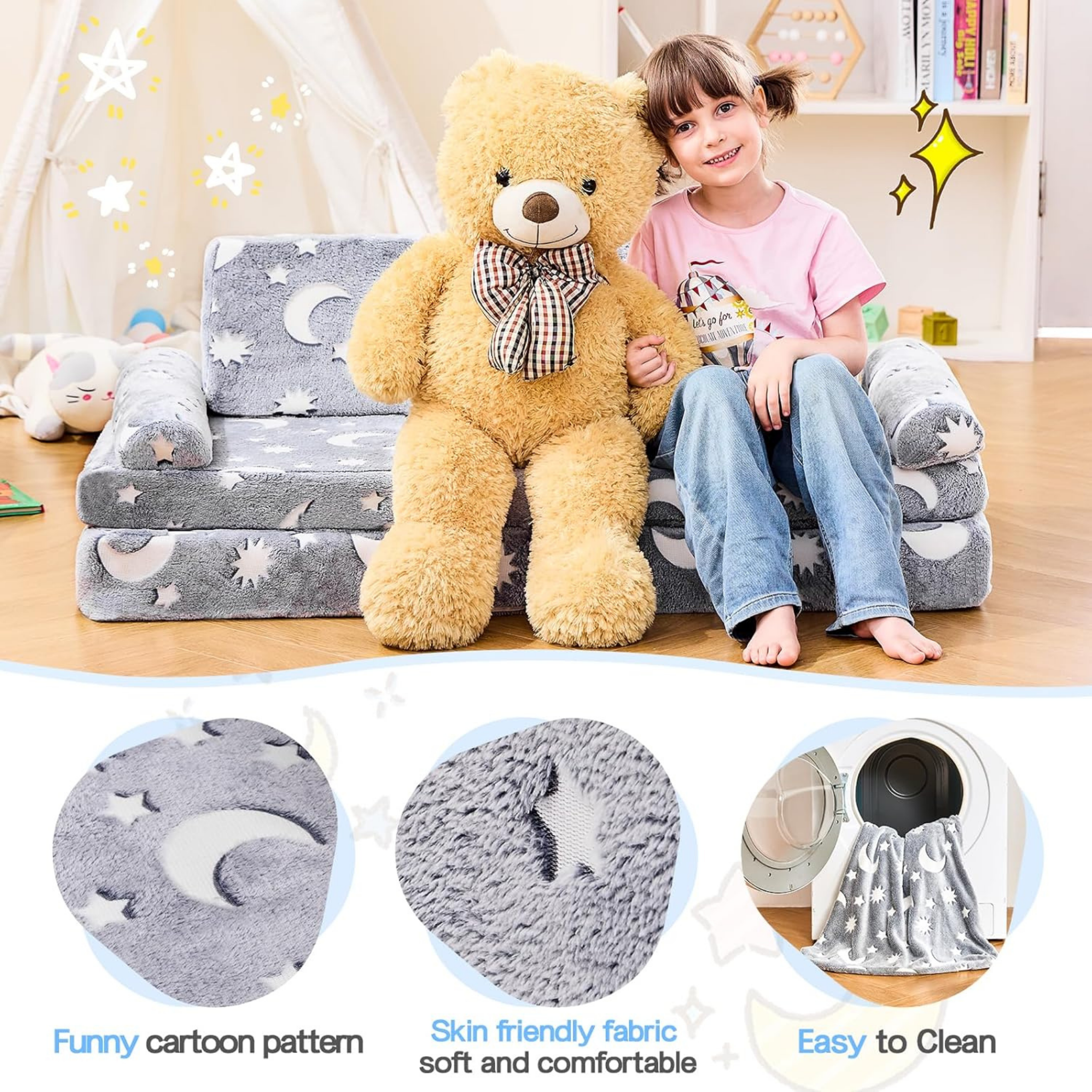 Machine washable cover for kids play couch