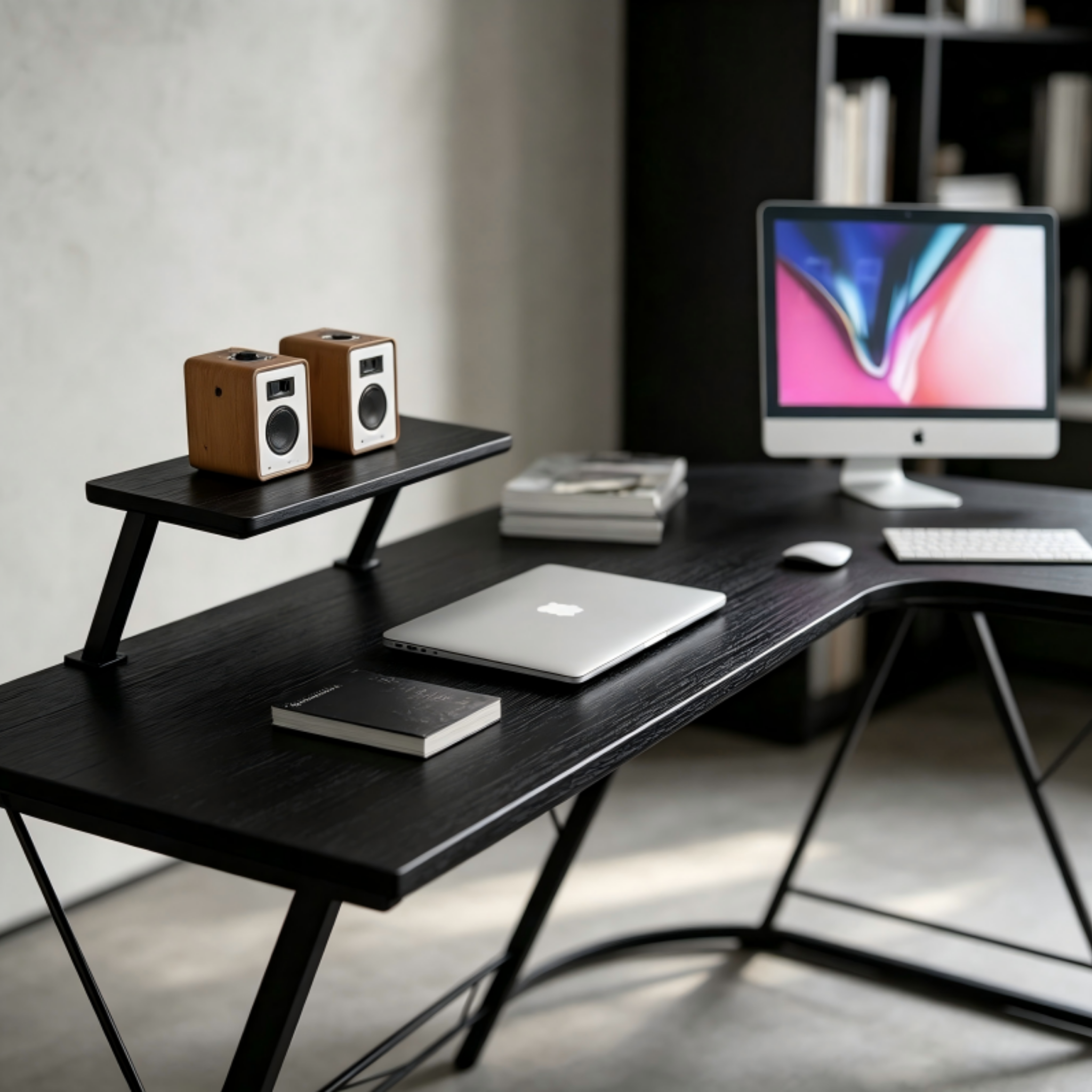 MDF desktop of modern L-shaped office desk