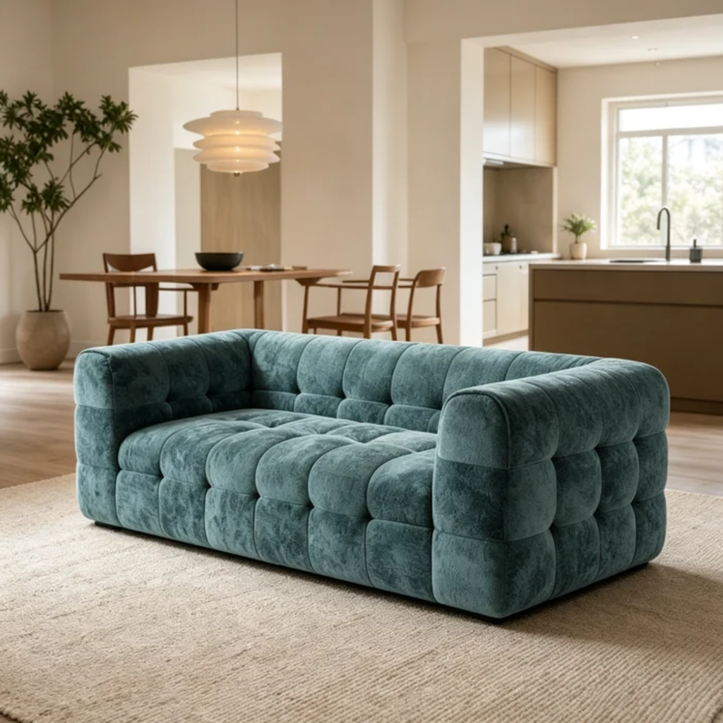 Minimalist fabric sofa in modern interior