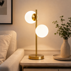 Modern 2-light 3D printed moon globe table lamp