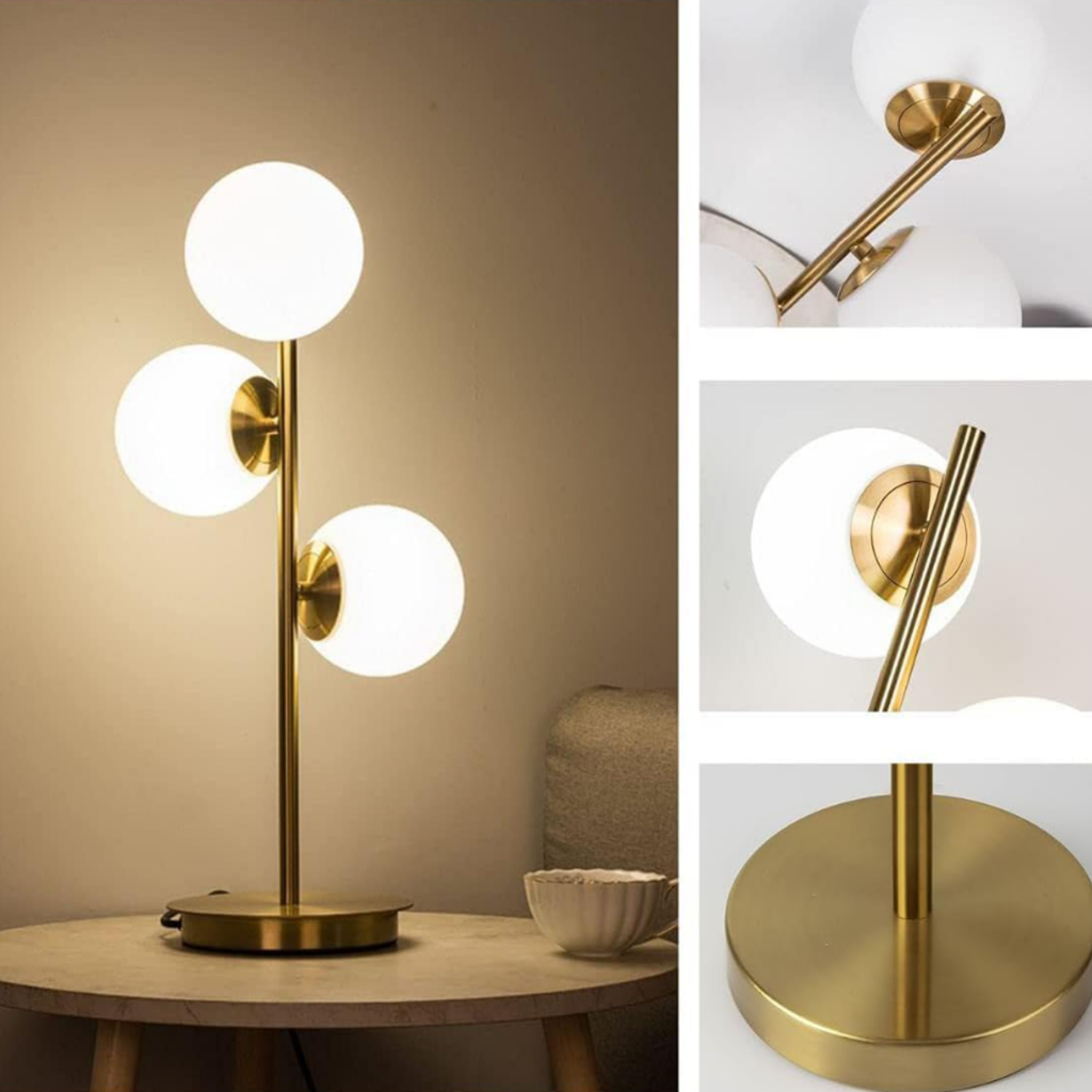 Close-up of the 3D printed moon globe table lamp