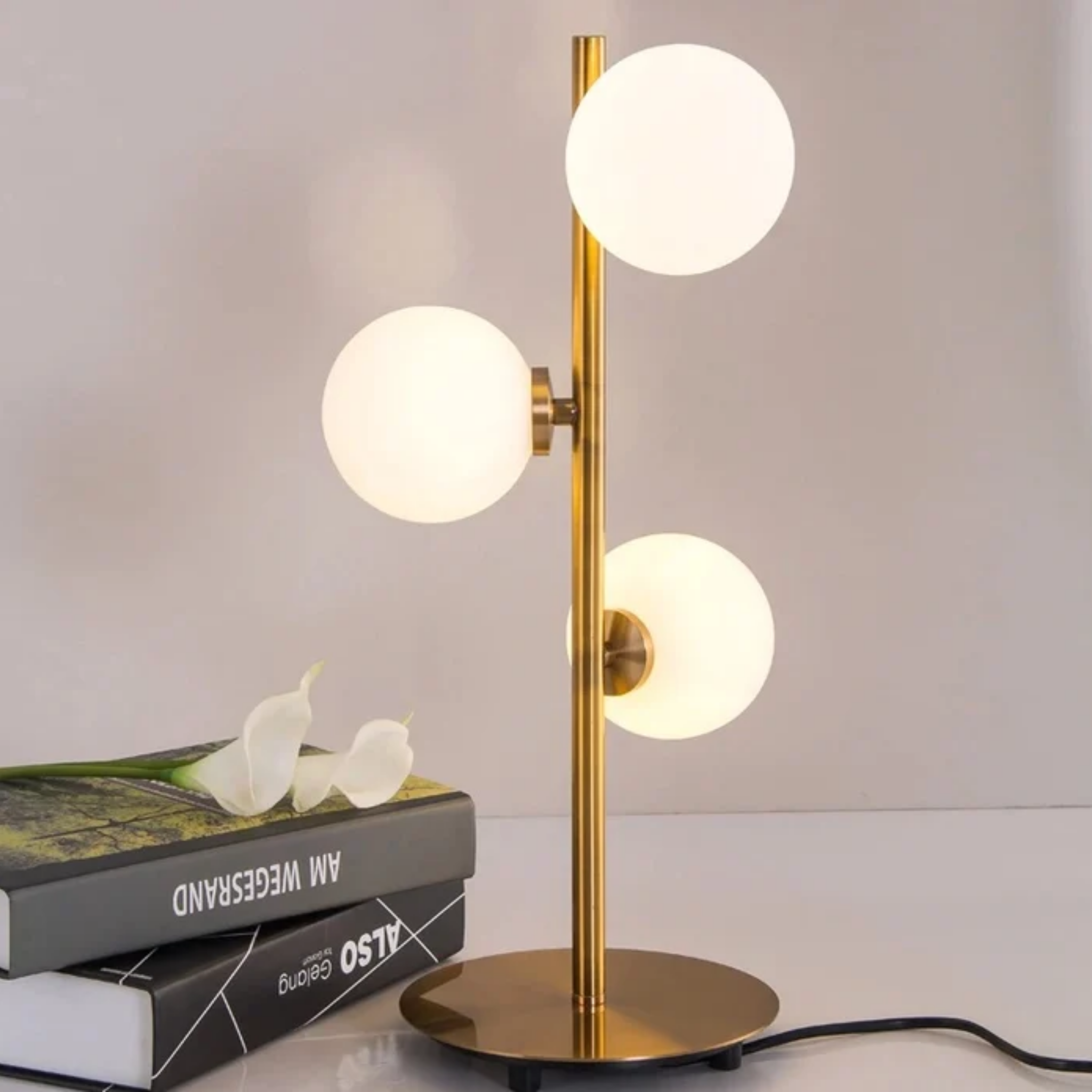 Full view of the modern moon globe table lamp