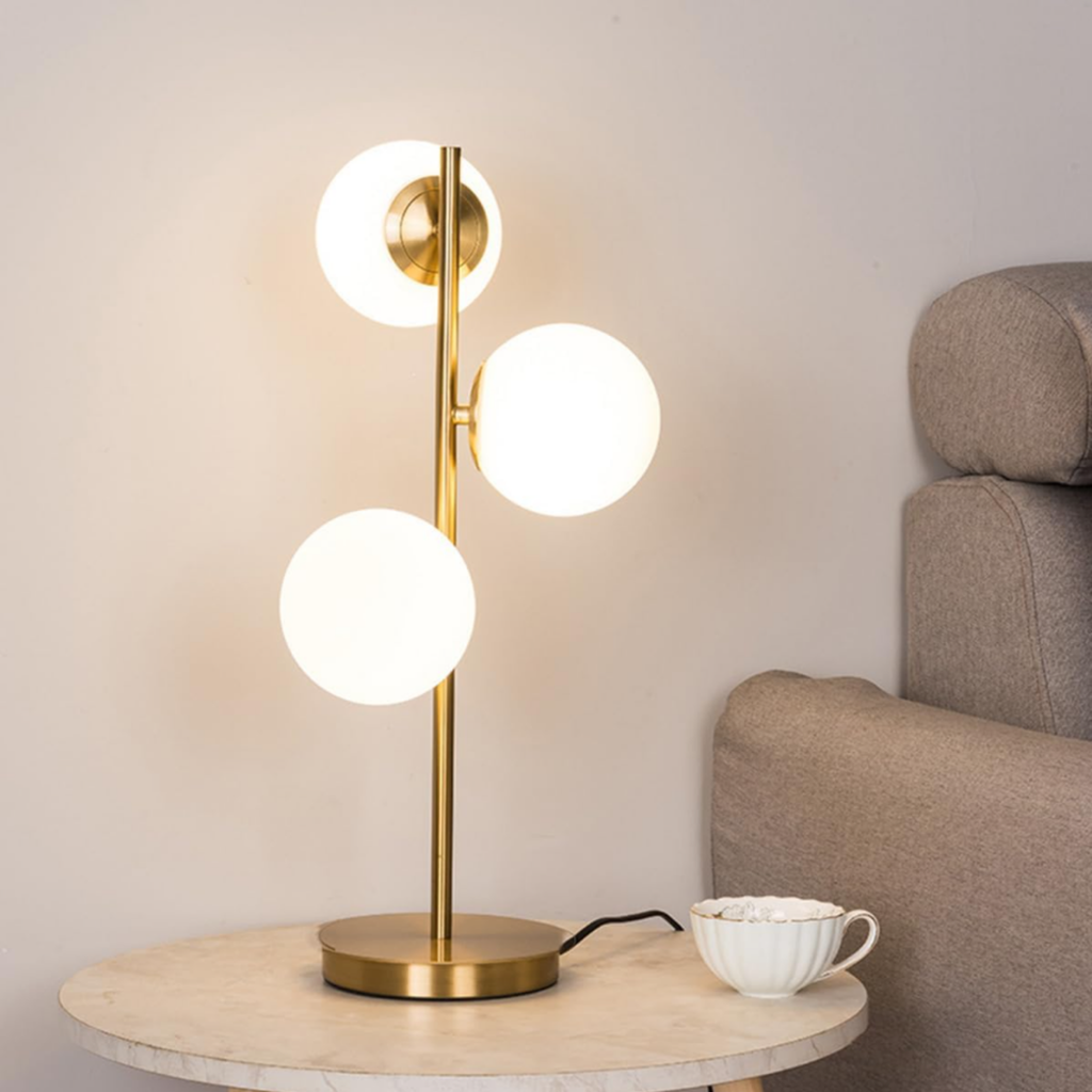 Modern moon globe table lamp in a contemporary interior