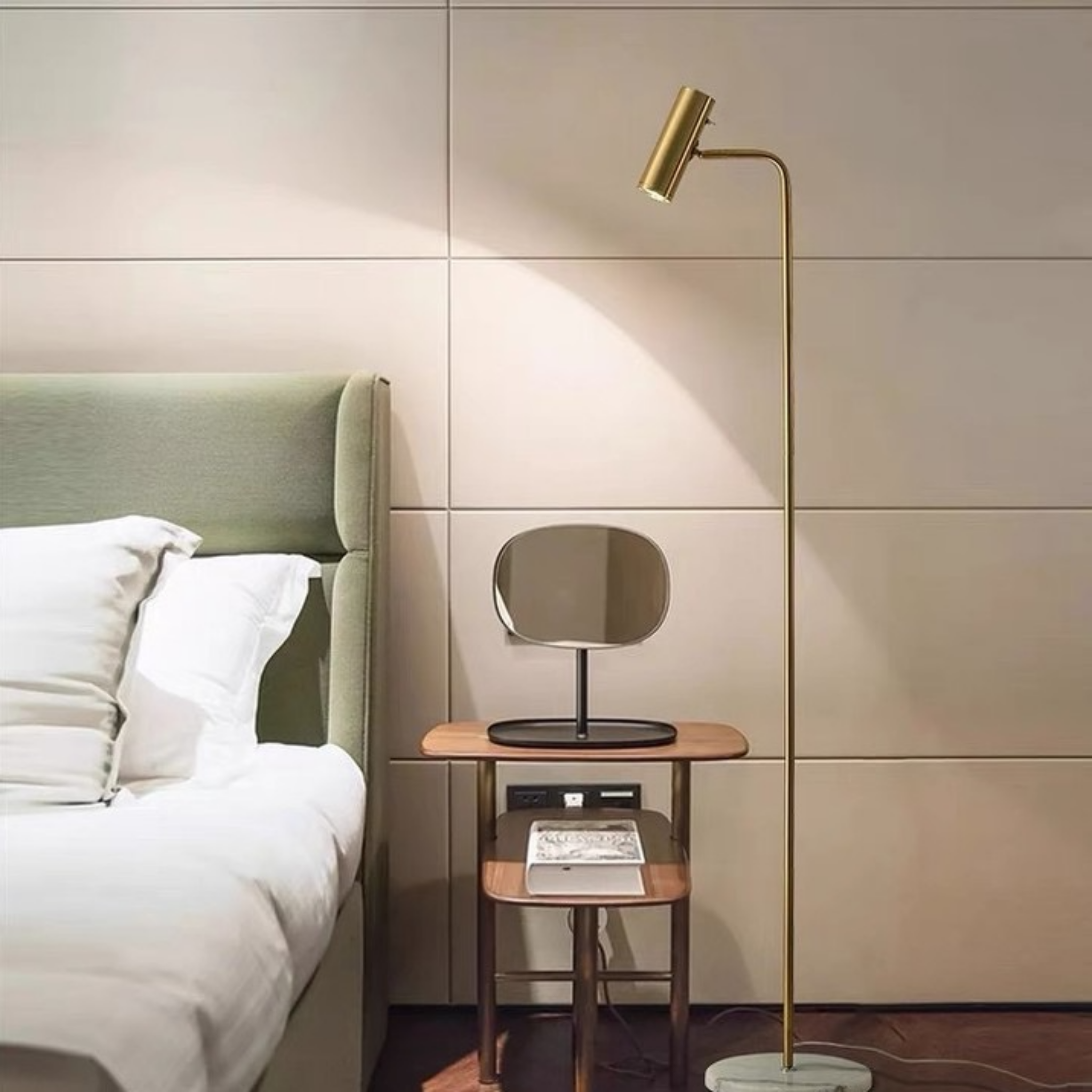 Modern adjustable LED floor lamp in a contemporary interior