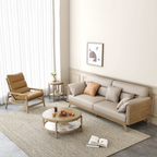 Modern ash wood sofa in a living room