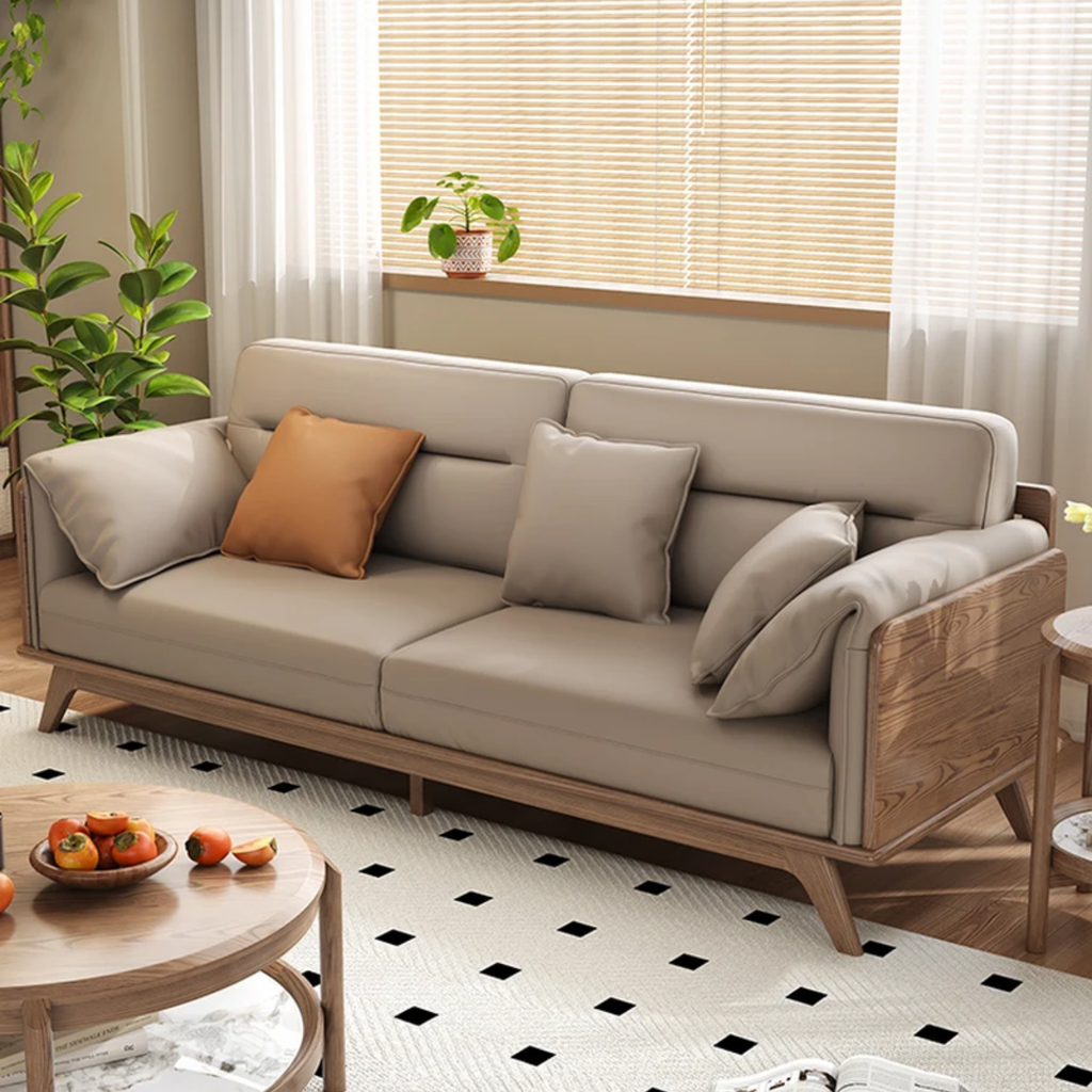 Side profile of the modern eco leather sofa