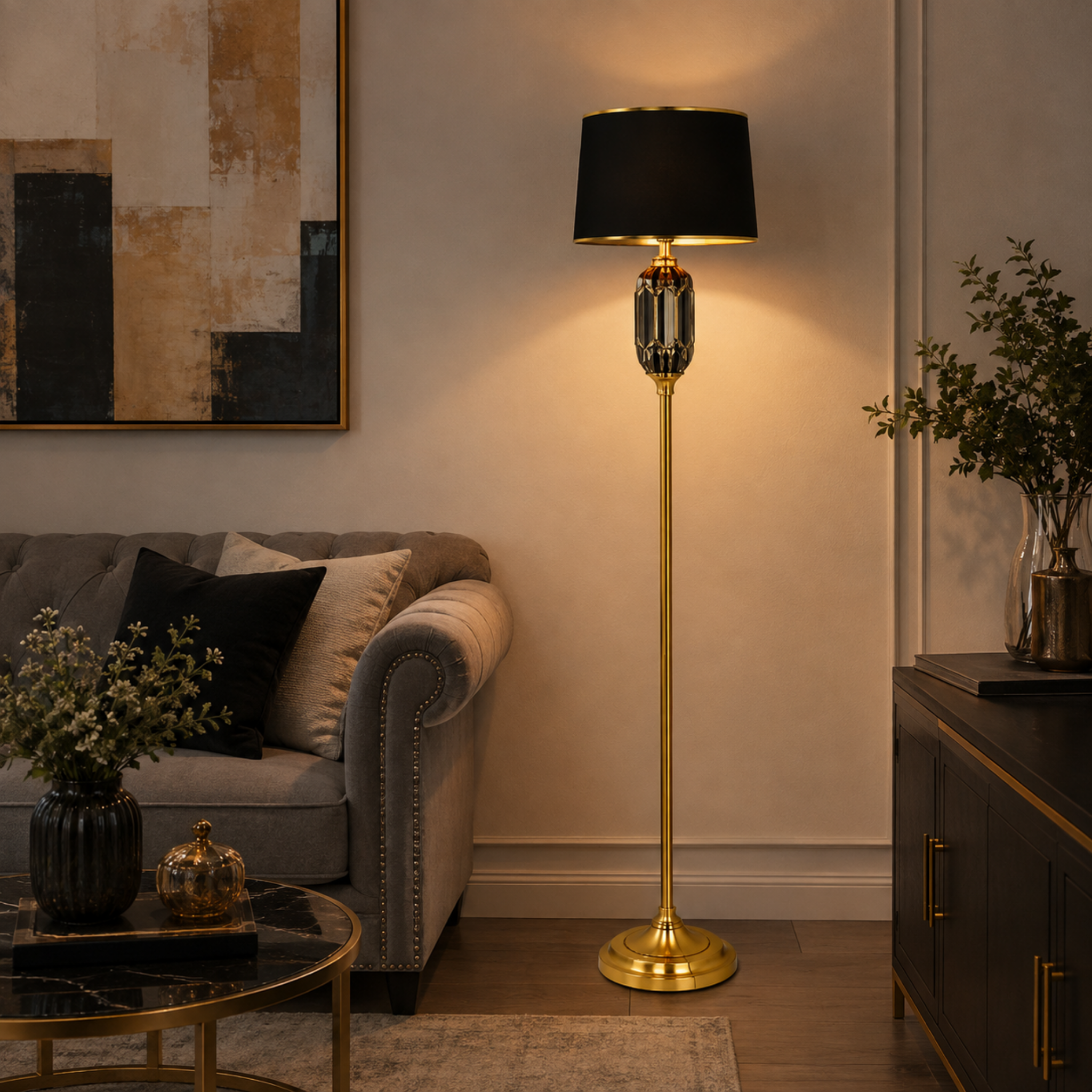 Modern ceramic floor lamp in black