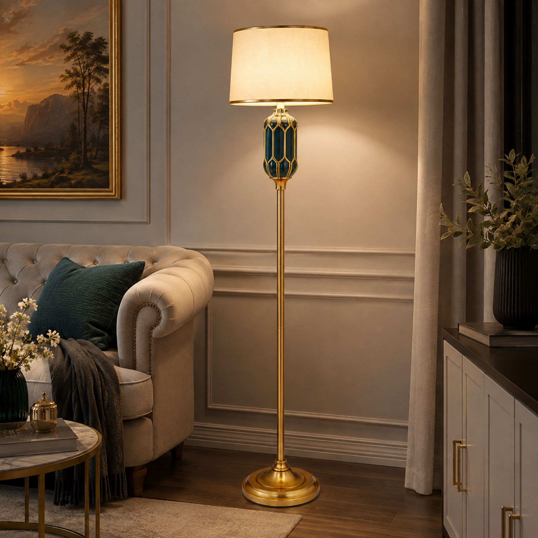 Modern ceramic floor lamp in blue