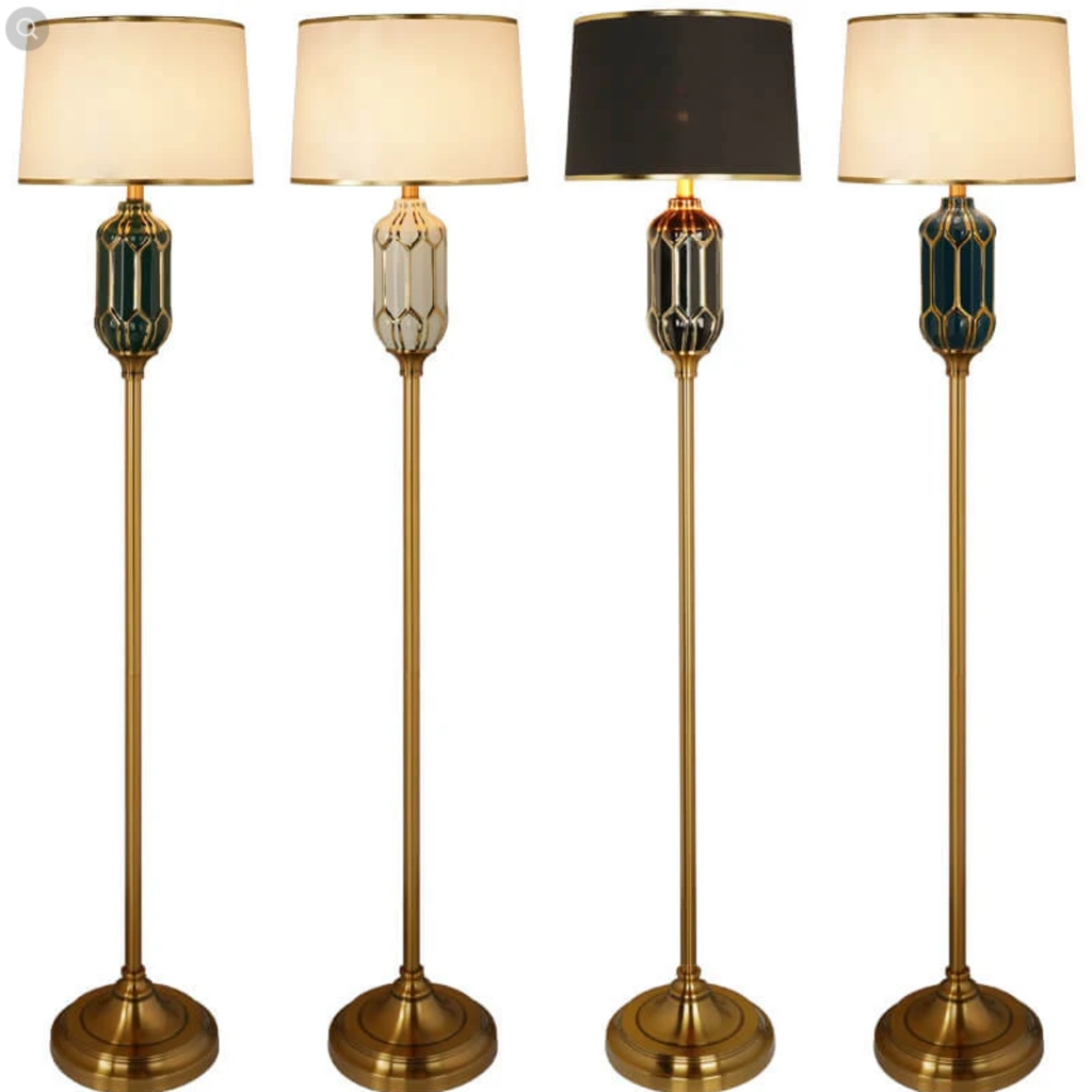 Modern ceramic floor lamp available in white, black, blue and green