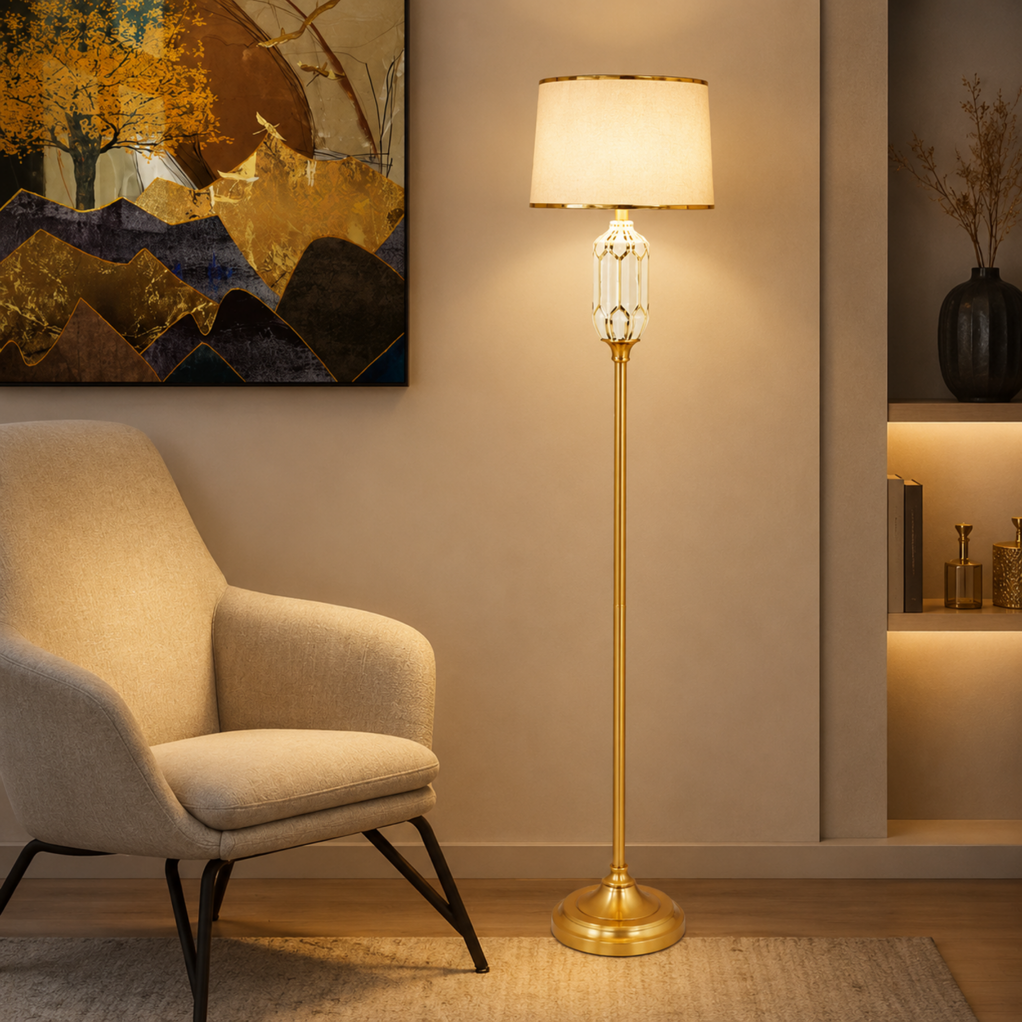 Modern ceramic floor lamp in white
