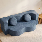 Angled view of the modern chenille convertible sofa bed
