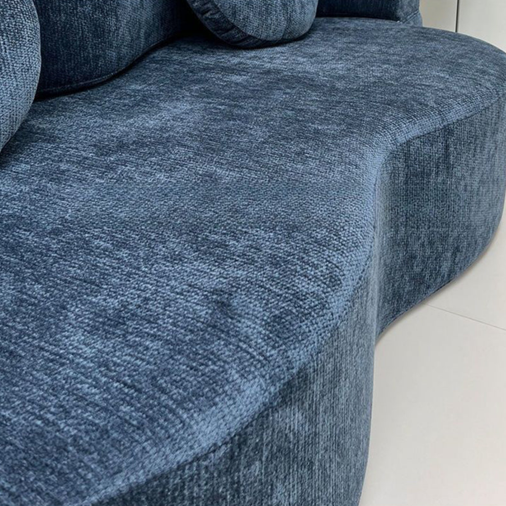 Close-up of the chenille upholstery