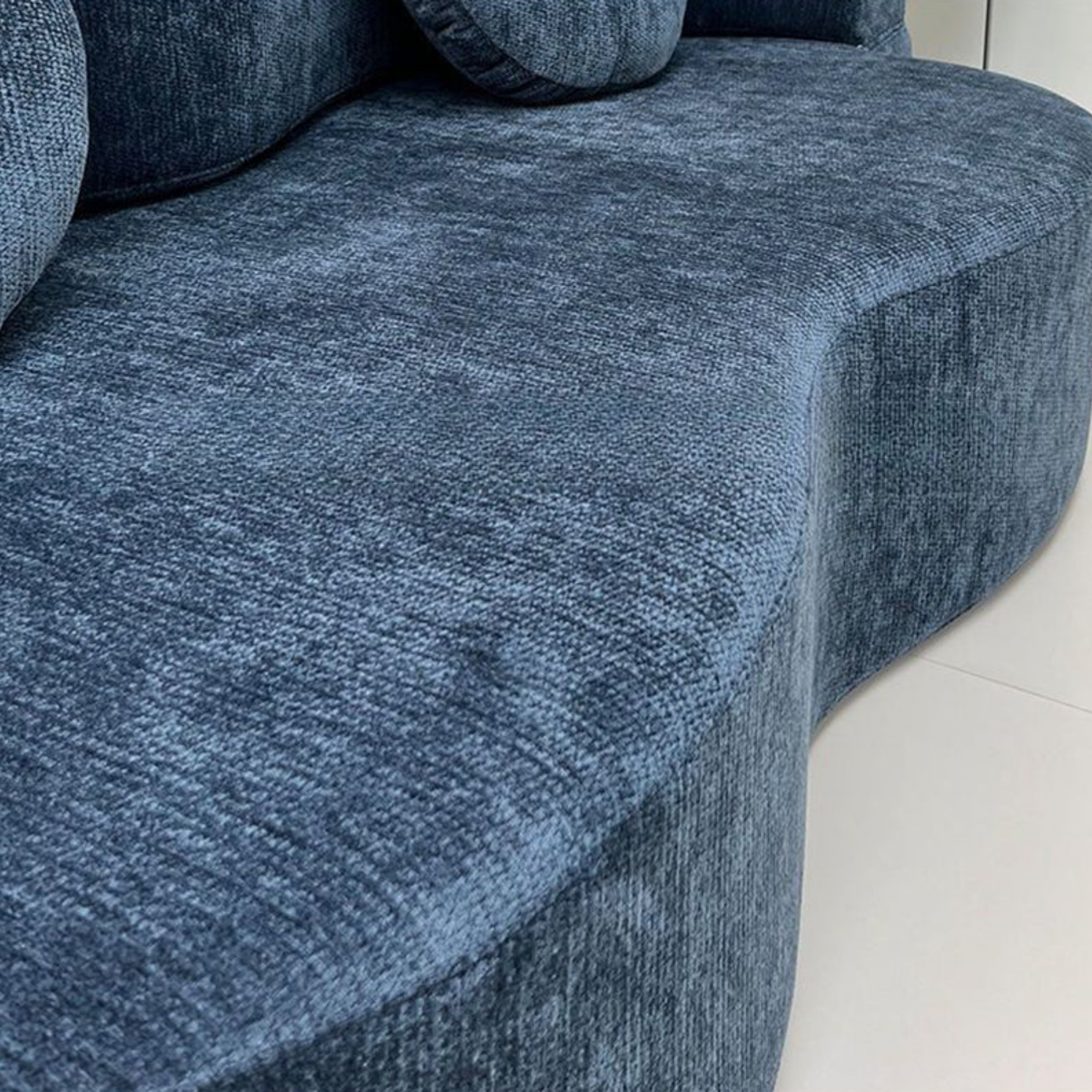 Close-up of the chenille upholstery