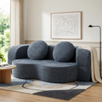 Modern chenille sofa bed in a living room