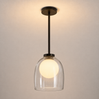 Modern clear glass bell pendant ceiling light with clear glass