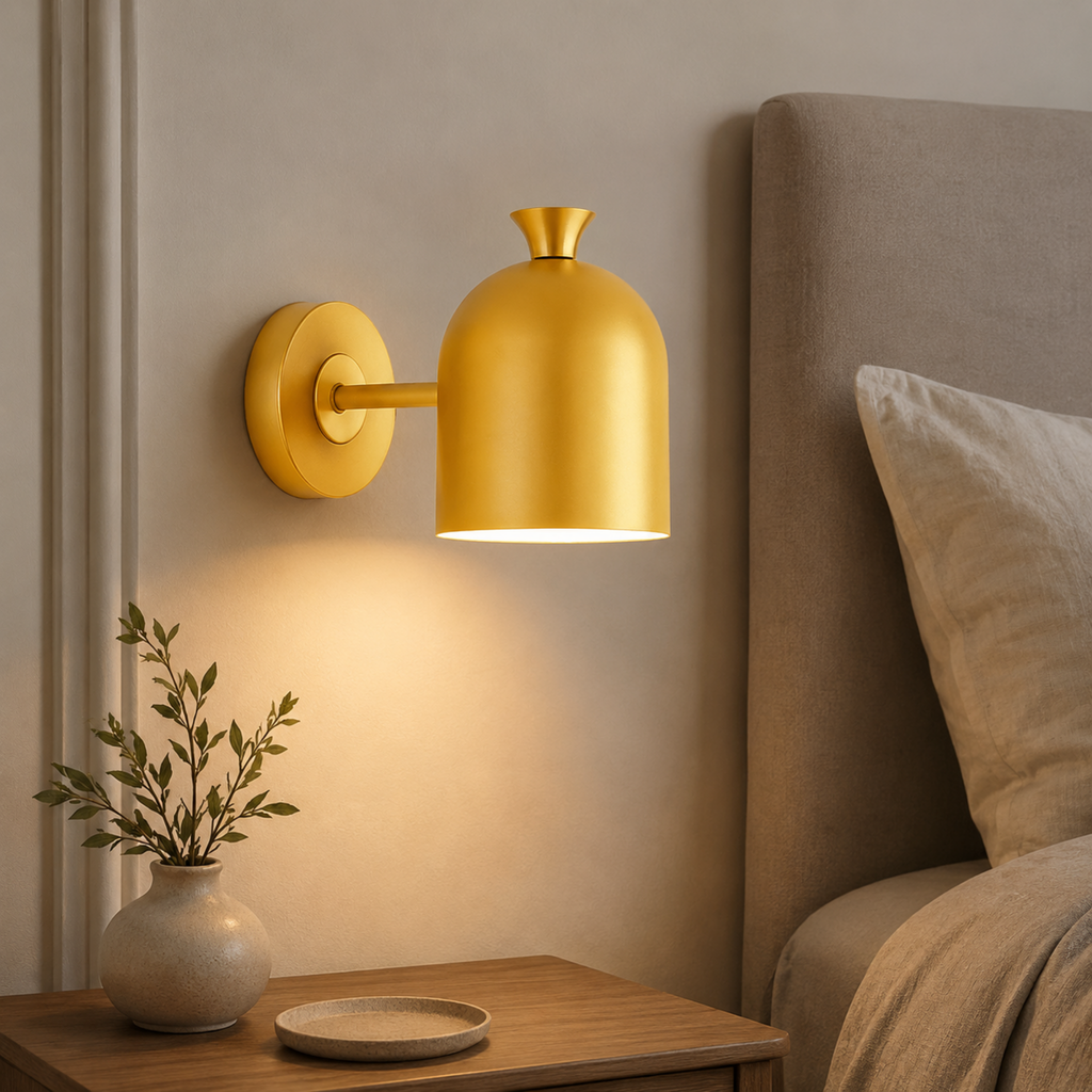 Modern colorful cylinder wall sconce in a bedroom