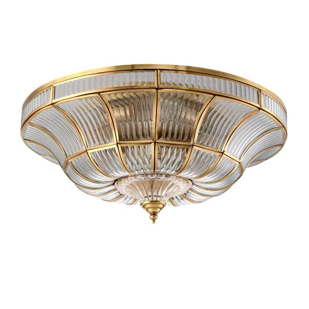 Modern copper flush mount ceiling light with lights off