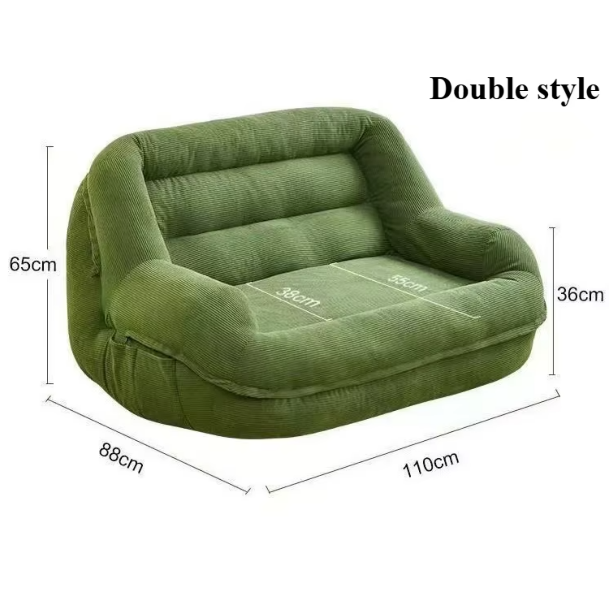 Dimensions of the modern corduroy lounge double sofa