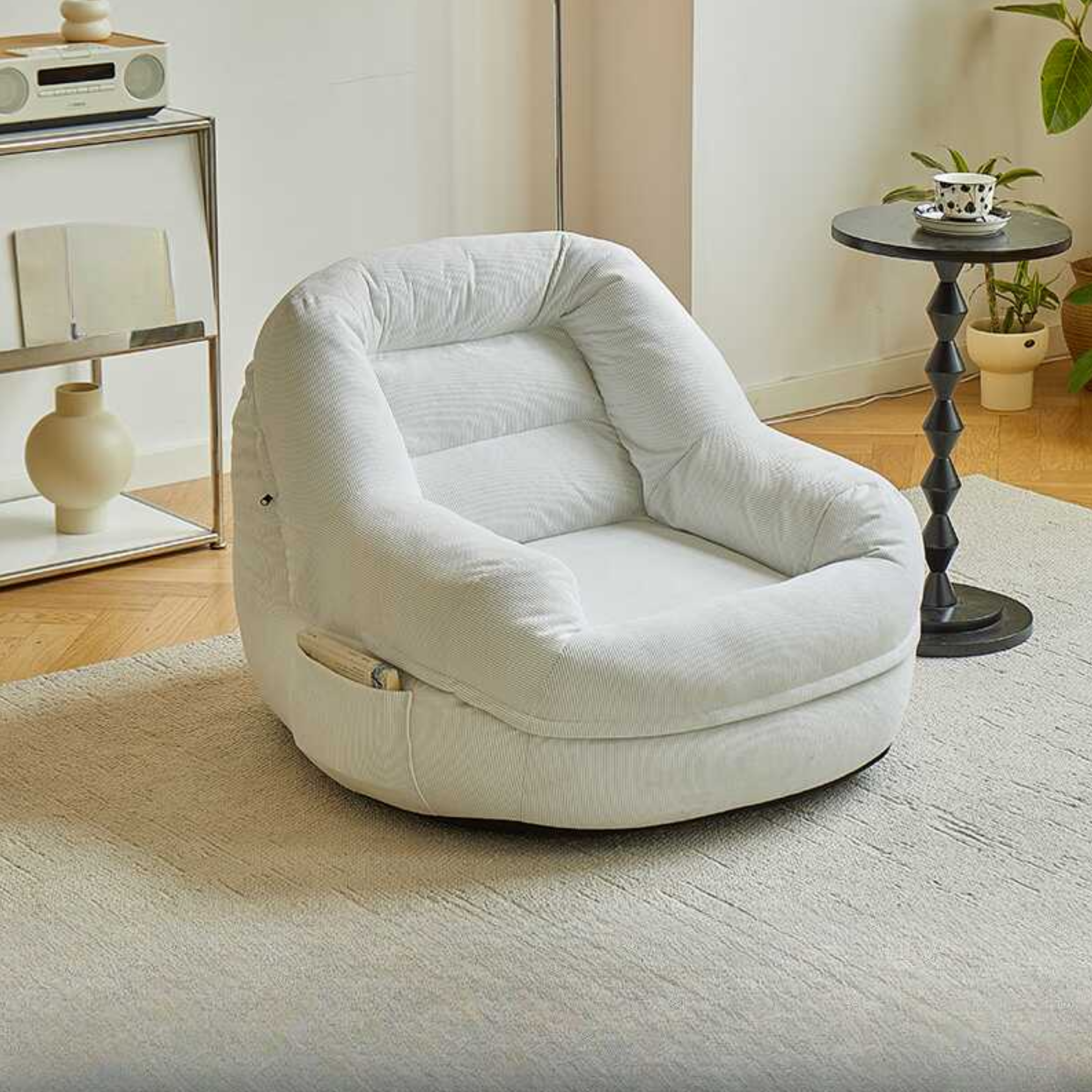 Modern corduroy lounge sofa in a living room