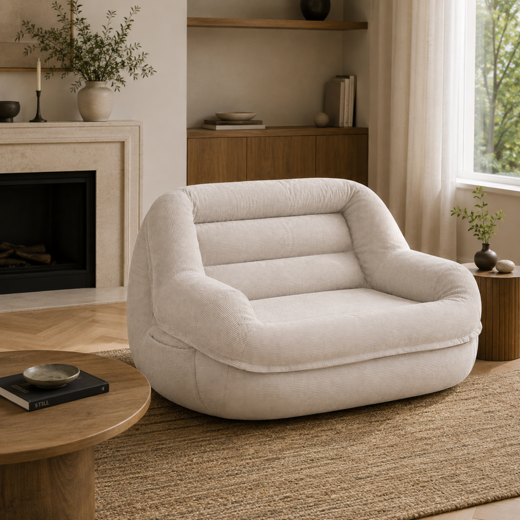 Modern corduroy sofa in a Scandinavian interior