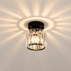 Modern round crystal ceiling light in black