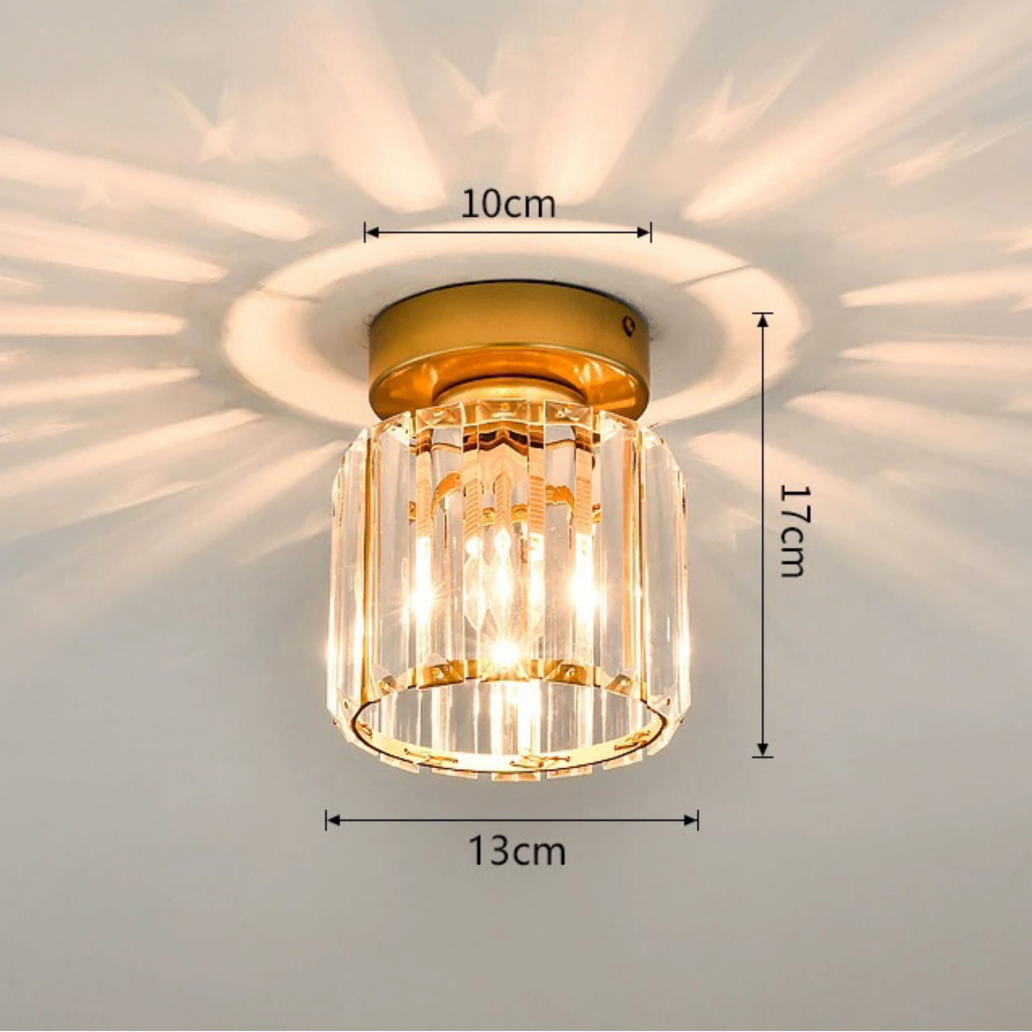 Dimensions of the round crystal ceiling light