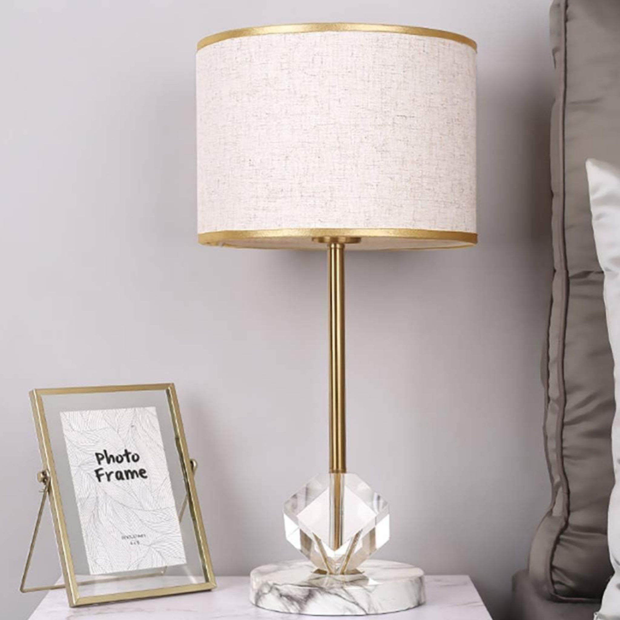 Modern crystal table lamp turned off