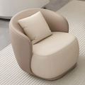 Modern curved faux leather accent chair gray