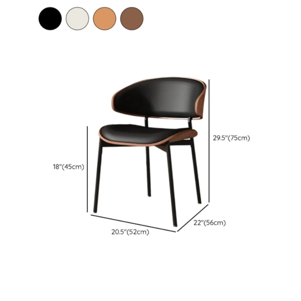 Modern curved back dining chair dimensions and measurements