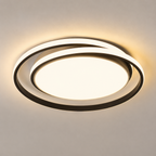 Modern double round LED flush mount ceiling light in black