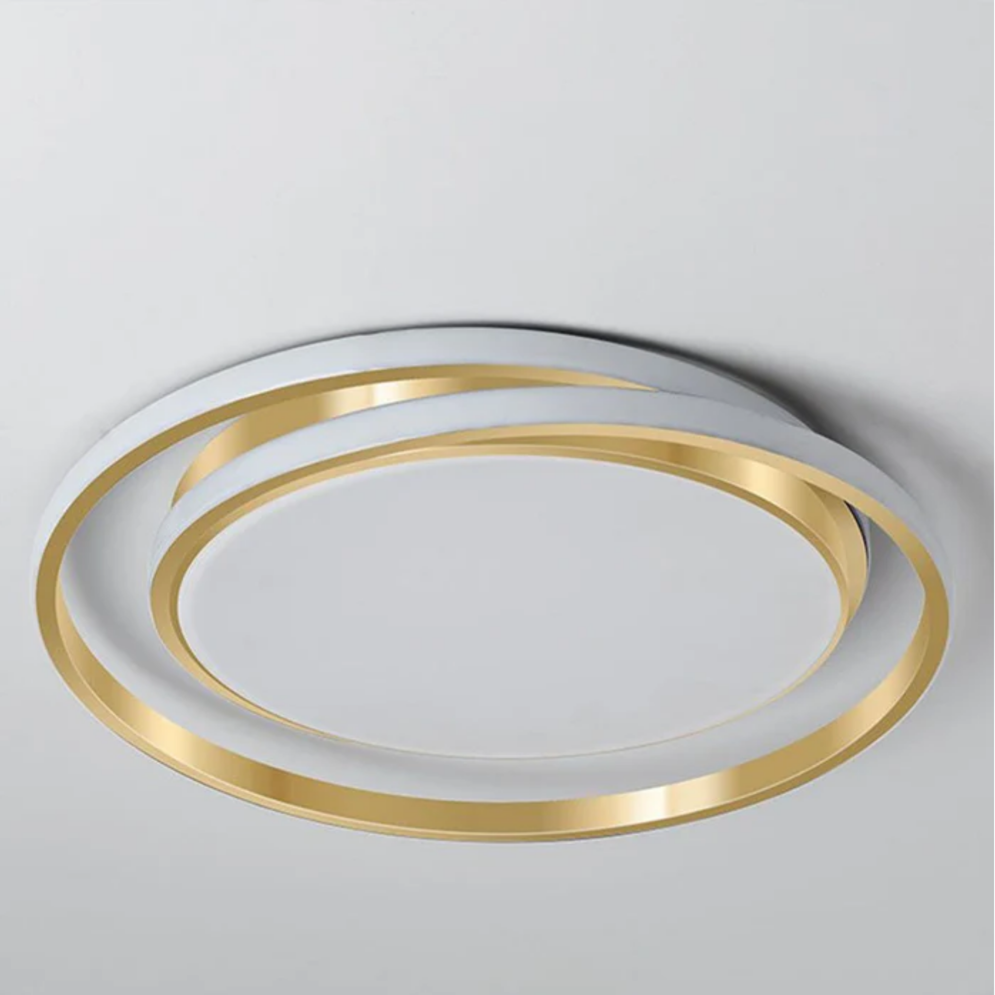 Modern gold double round LED ceiling light 45 cm turned off