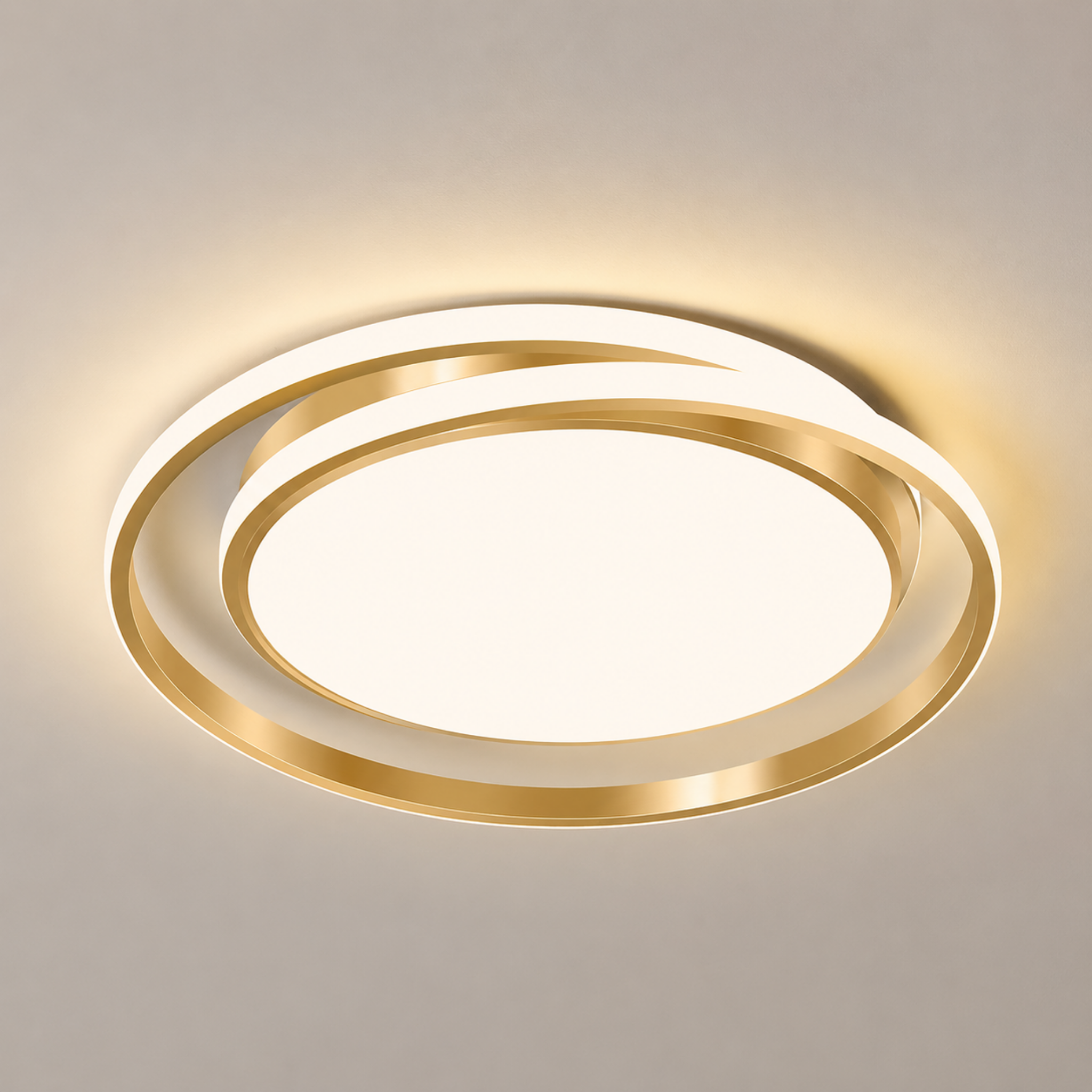 Modern double round LED flush mount ceiling light in gold