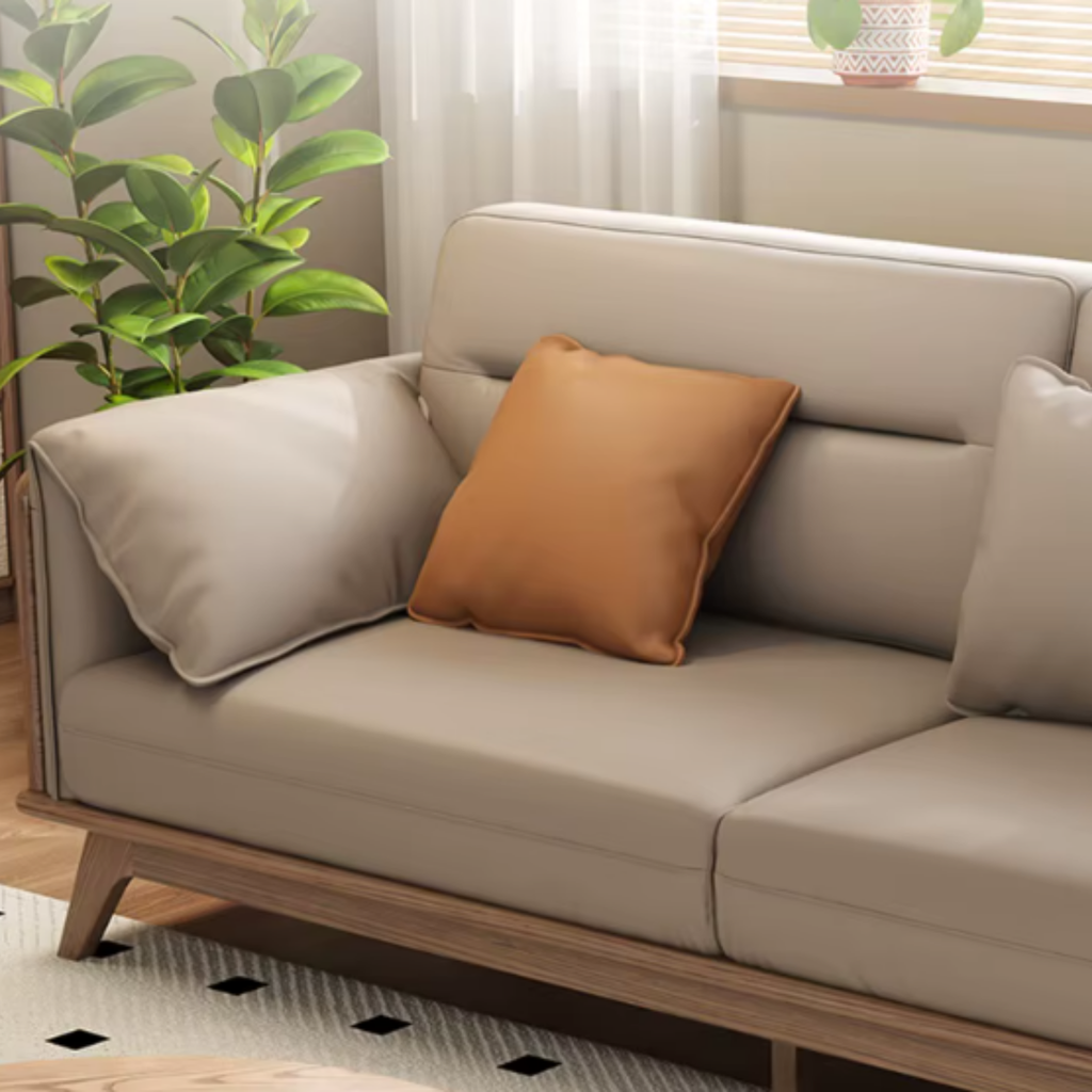 Detailed view of the eco leather upholstery