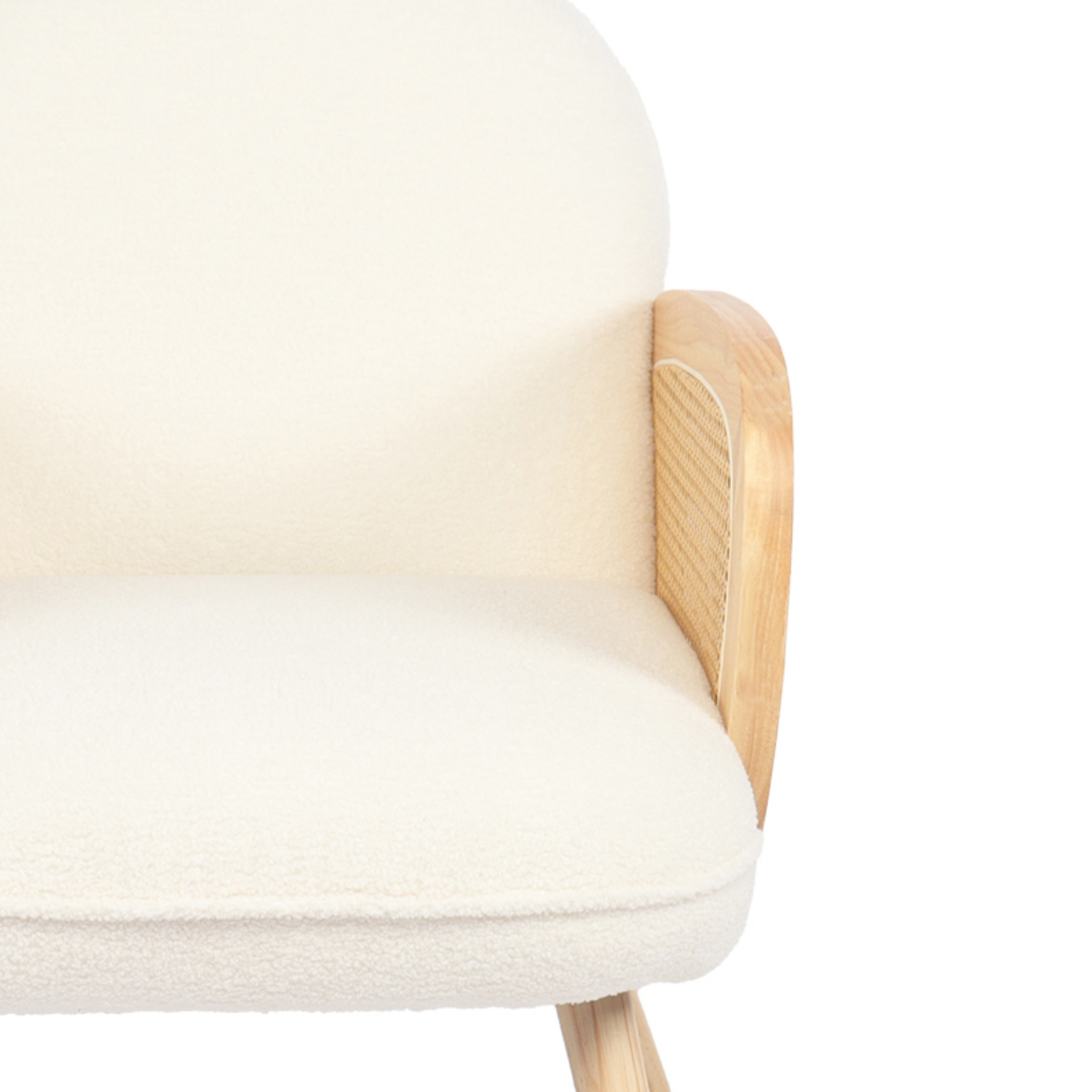 Cushioned fabric seat of modern Japanese accent chair