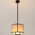 Modern fabric drum pendant ceiling light in black