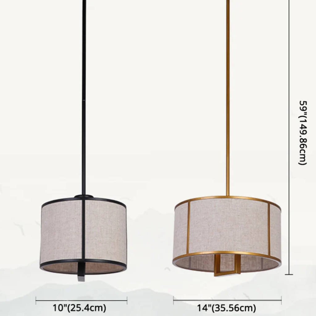 Dimensions of the modern fabric drum pendant ceiling light