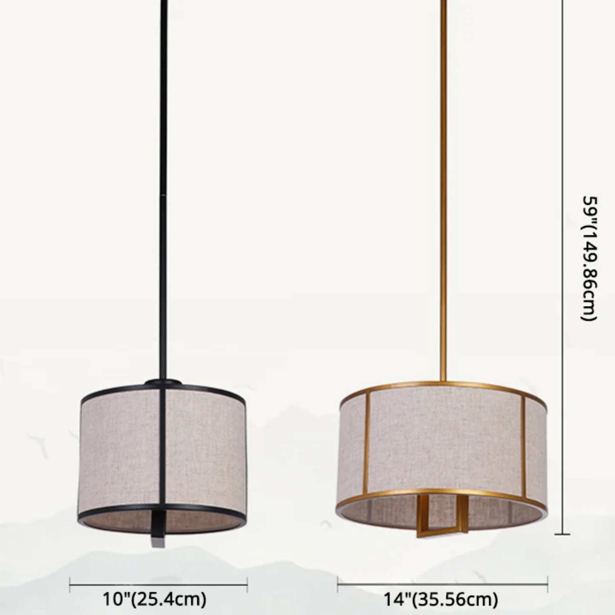 Dimensions of the modern fabric drum pendant ceiling light