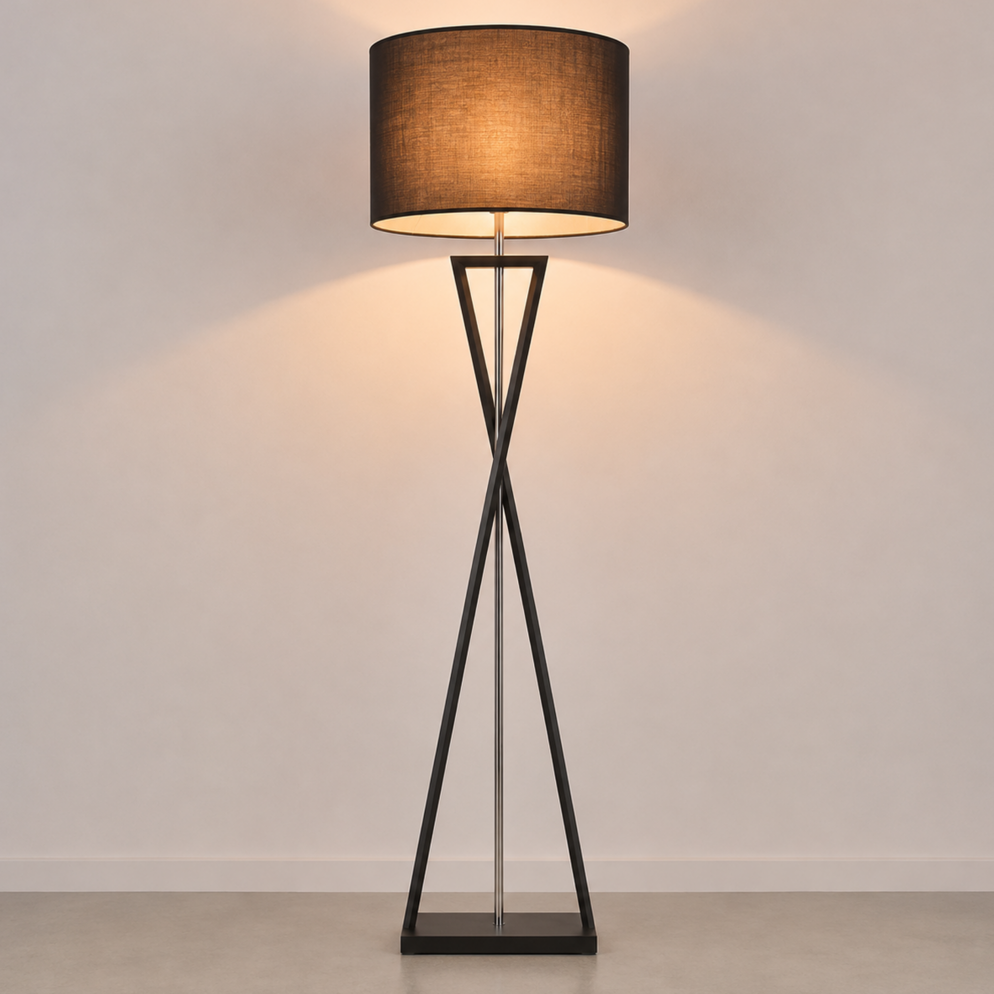 Modern fabric floor lamp in black