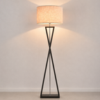 Modern fabric floor lamp in linen