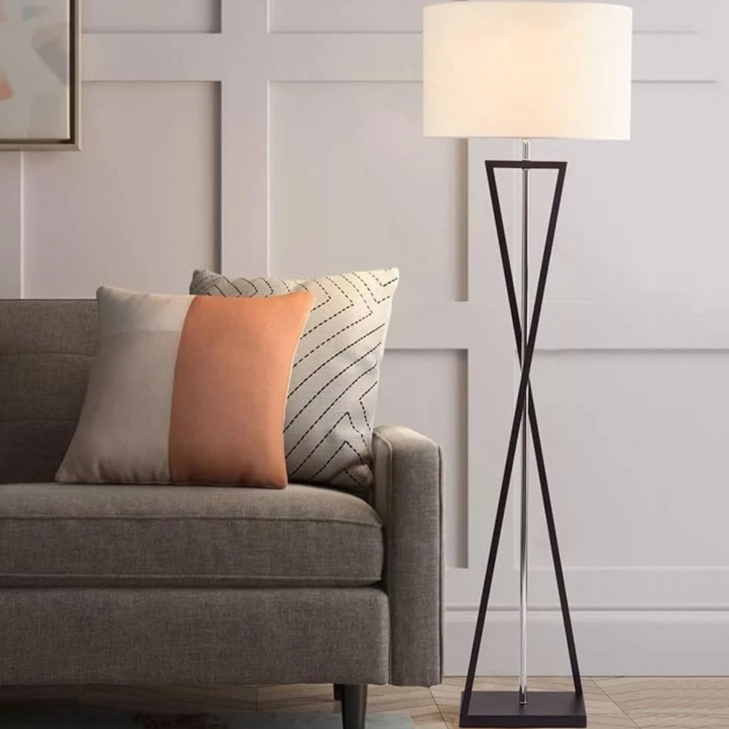 Modern fabric floor lamp in a living room