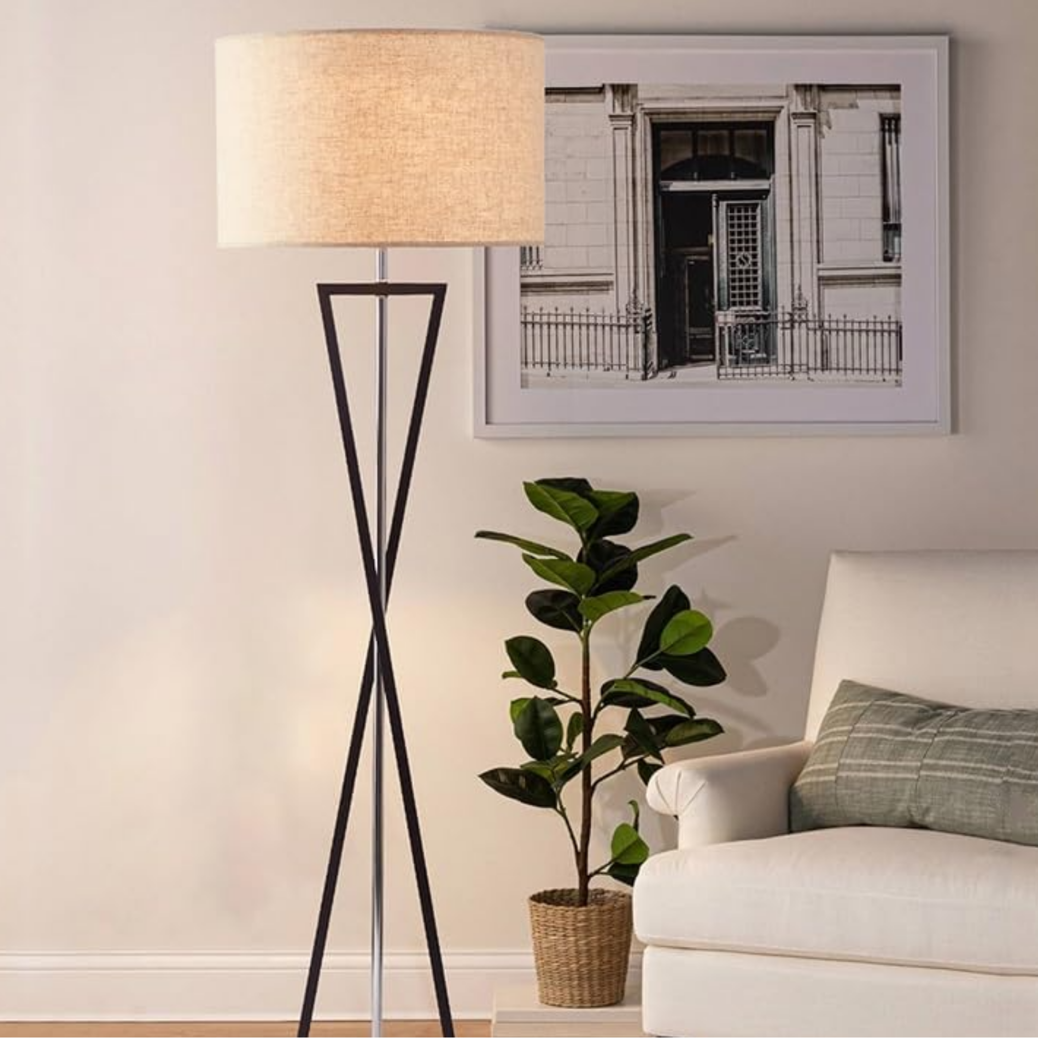 Modern fabric floor lamp in a contemporary interior
