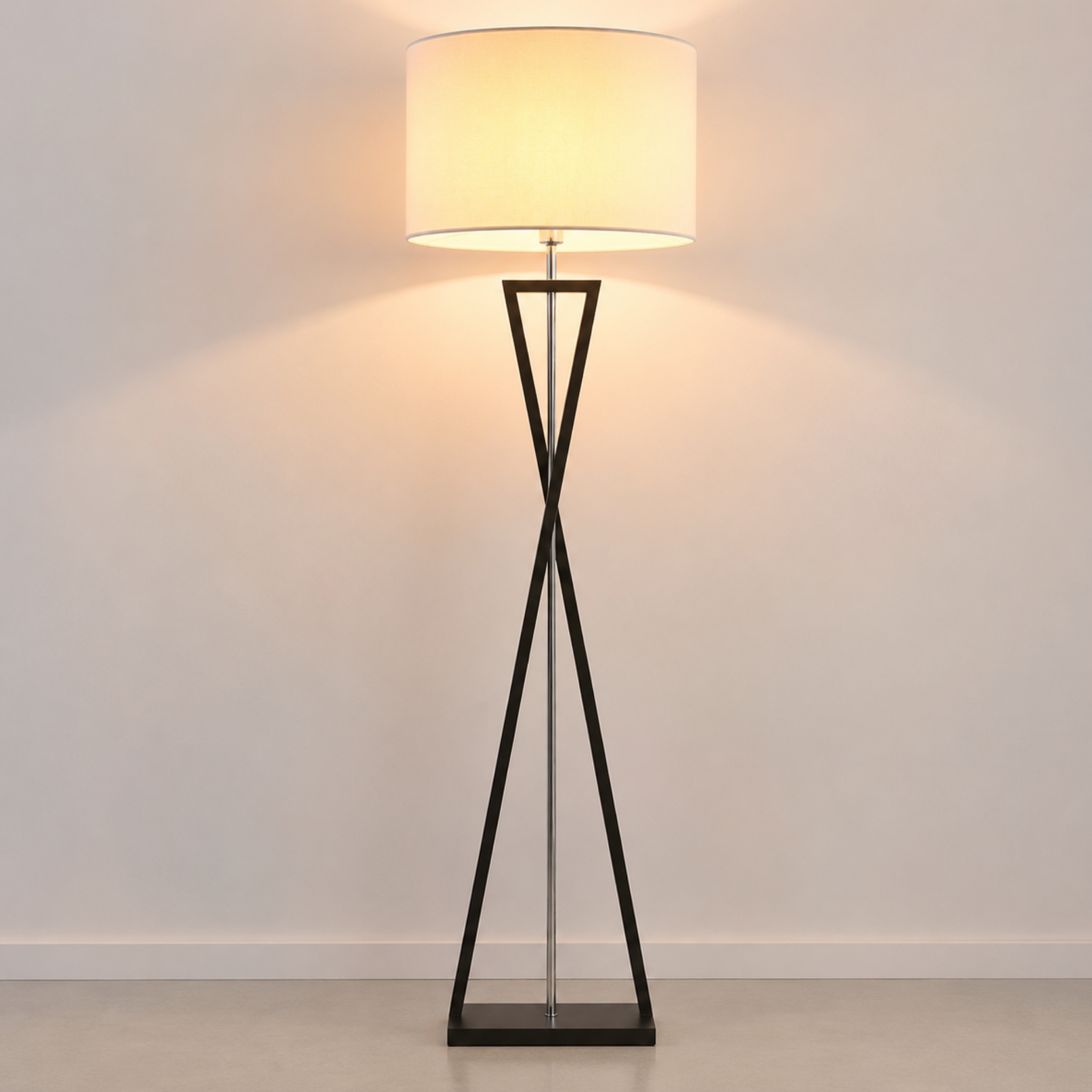 Modern fabric floor lamp in white