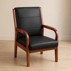 Accent Chair Modern Nappa Leather Armchair with Solid Rubberwood Frame and High Density Foam Cushion for Living Room Bedroom