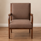 Accent Chair Modern Nappa Leather Armchair with Solid Rubberwood Frame and High Density Foam Cushion for Living Room Bedroom