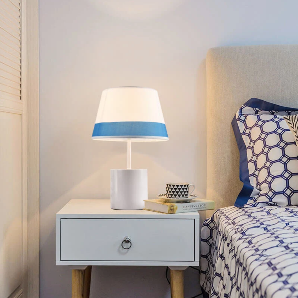 Modern fabric shade table lamp in a contemporary interior