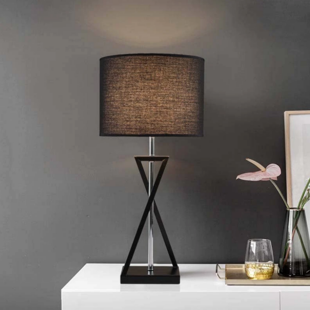 Modern fabric table lamp in a contemporary interior