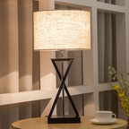 Modern fabric table lamp in a Scandinavian-style home