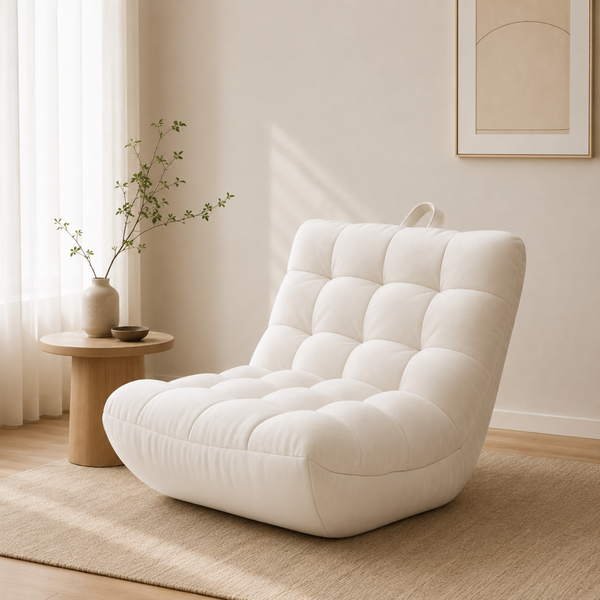 Modern faux leather sofa in a contemporary interior