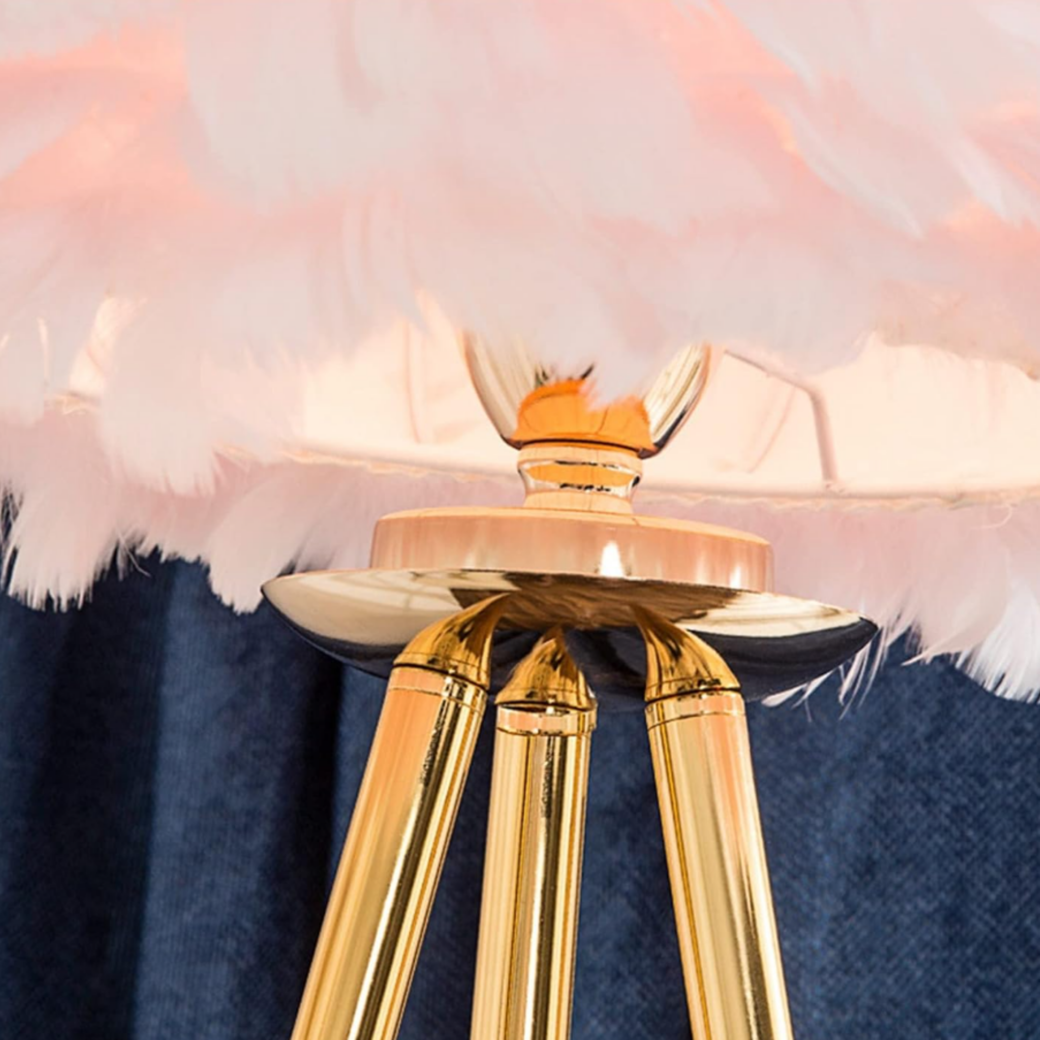 Close-up of the gold metal frame