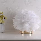Modern feather globe table lamp in white turned off